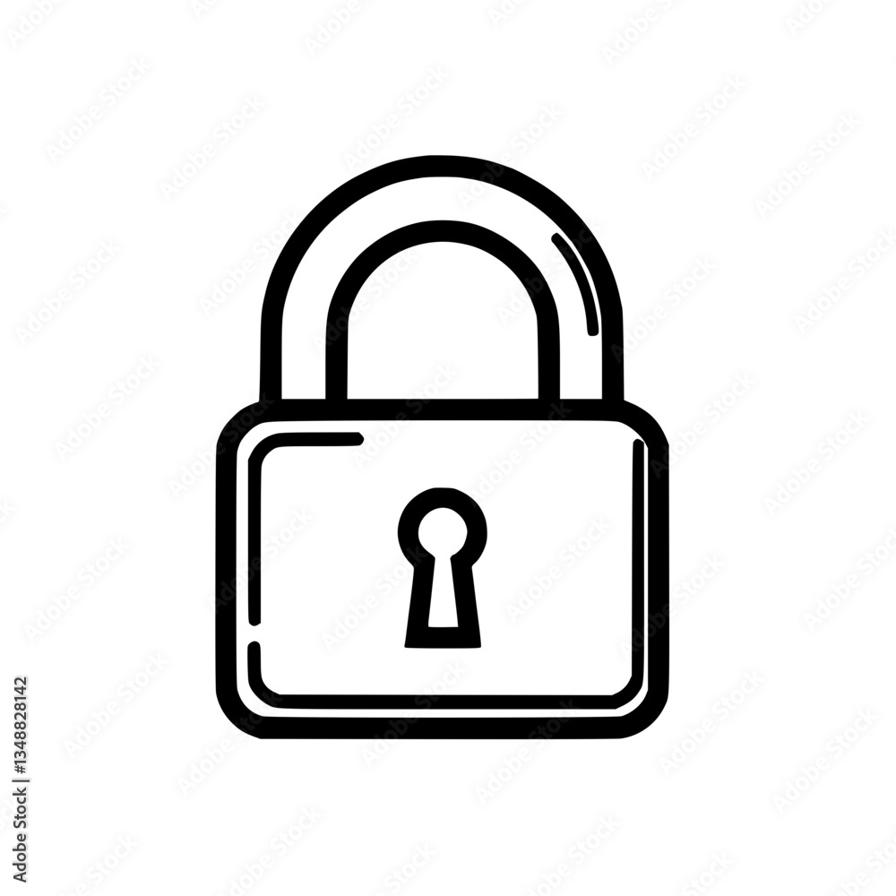 A minimalist and illustration of a padlock The padlock features a rounded handle and a keyhole suggesting security and protection in a clean design A minimalist and illustration of a padlock The padlock features a rounded handle and a keyhole suggesting security and protection in a clean design