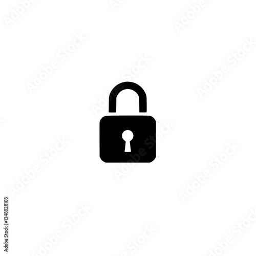 A solitary padlock stands out against a stark symbolizing security and protection with its closed shackle and keyhole