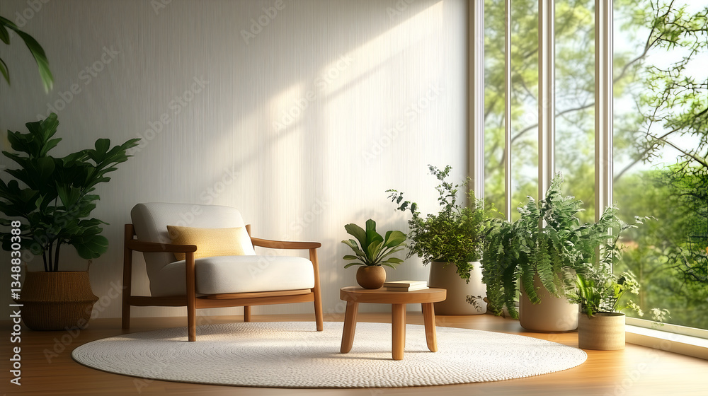 Fototapeta premium Aesthetic Modern Living Room with Natural Tones