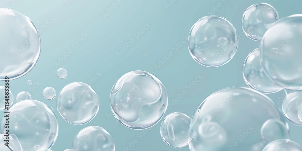 White bubble floating in the air on soft blue backgrounds. White bubble floating in the air on soft blue backgrounds.