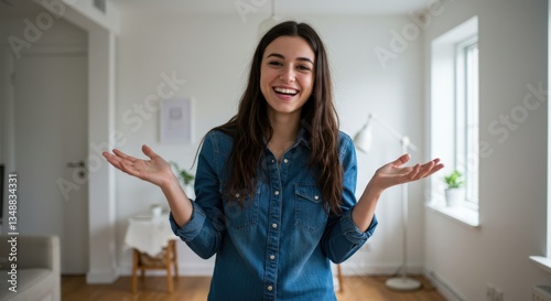 young woman in kitchen with a cup of coffee