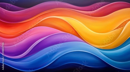Abstract Colorful Waves Vibrant Hues and Smooth Curves in a Dynamic Art Painting