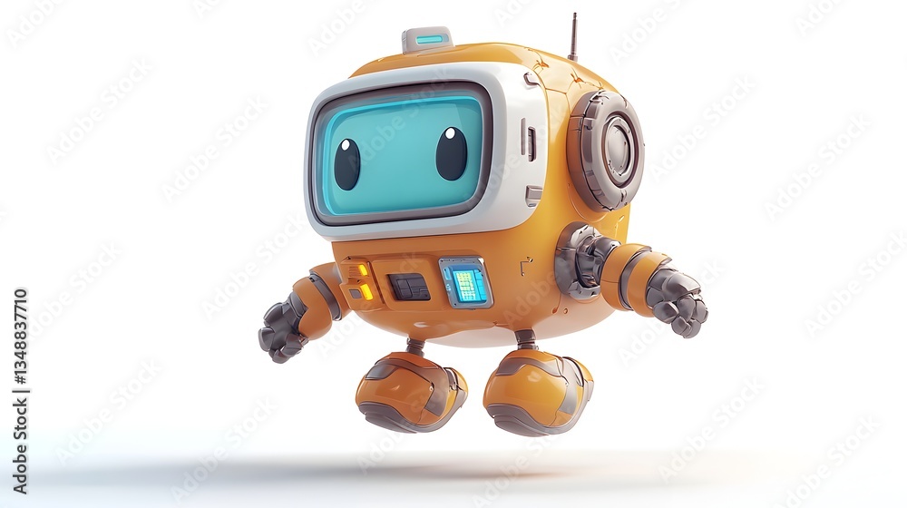Cute Orange Pixel Art Robot Cute Orange Pixel Art Robot