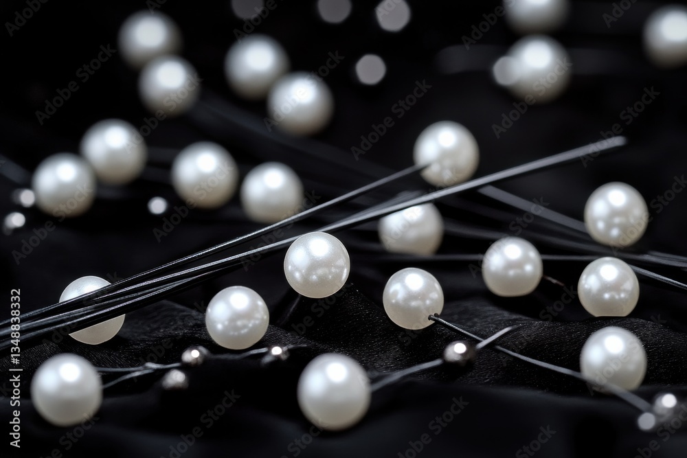 Obraz premium Elegant pearl accessories studio setting photography artistic display close-up fashion concept