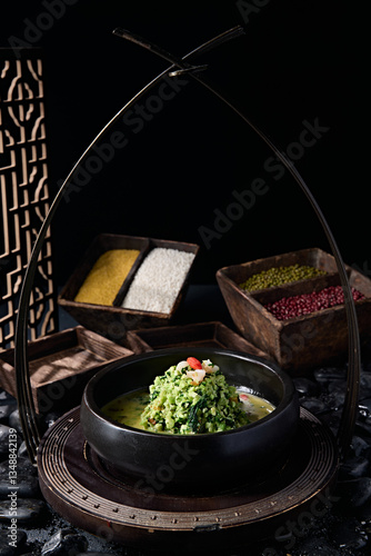 Εκτύπωση καμβά Shrimp, wolfberry and edamame stewed in fresh broth