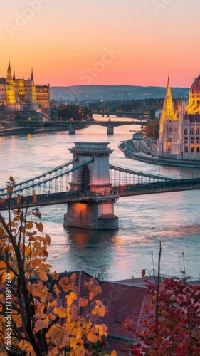 Budapest at sunset in autumn