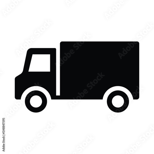 Car icon silhouette vector illustration. Simple black and white delivery truck icon.