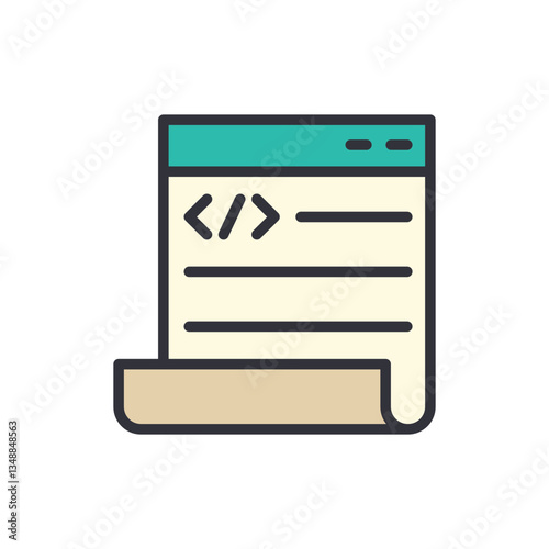 Program script colored icons, minimalist vector illustration ,simple transparent graphic element .Isolated on white background