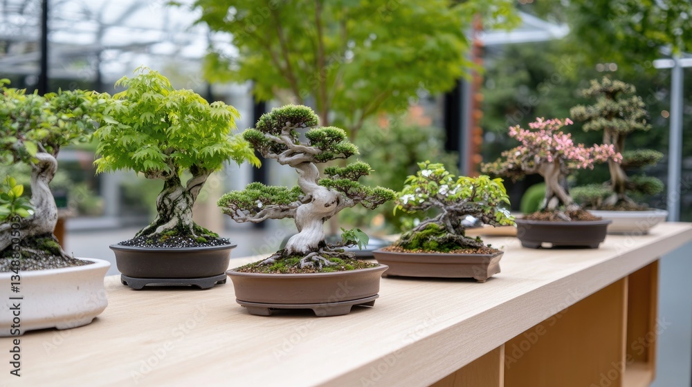 Fototapeta premium Bonsai display in a greenhouse