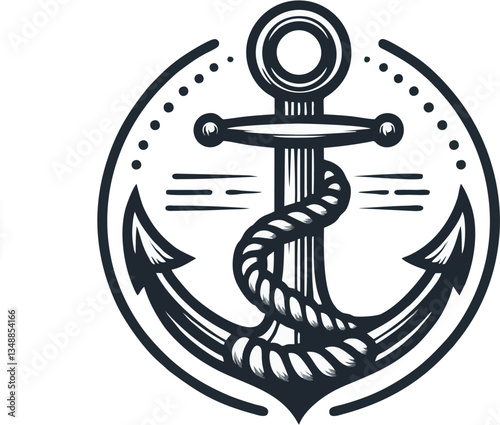  anchor with a rope in a nautical design