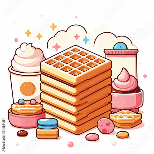 food, waffle, dessert, breakfast, background, pastry, sweet, snack, delicious, illustration, homemade, lunch, tasty, crispy, bakery, fresh, white, baked, meal, belgian, wafer, cream, cake, golden, str