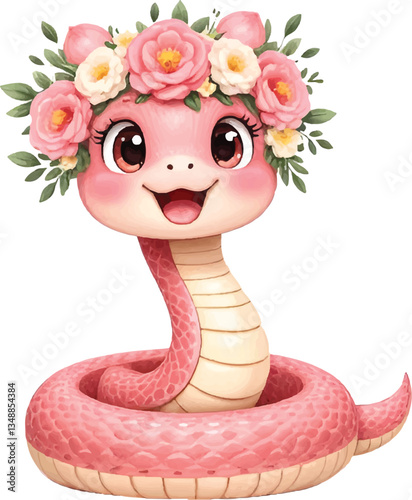Snake cute watercolor photo