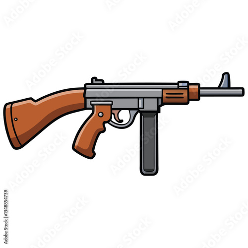 Thompson submachine gun , police weapon vector design, military vector design illustration.