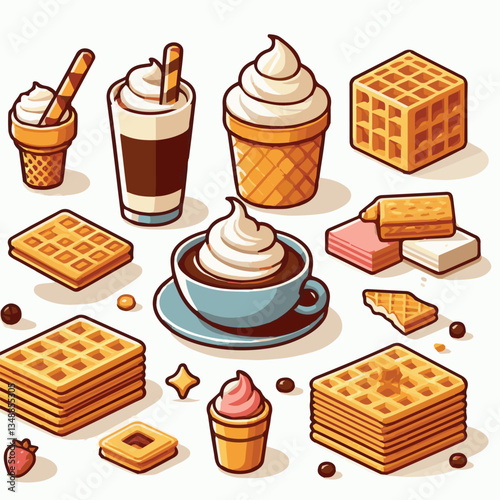 food, waffle, dessert, breakfast, background, pastry, sweet, snack, delicious, illustration, homemade, lunch, tasty, crispy, bakery, fresh, white, baked, meal, belgian, wafer, cream, cake, golden, str