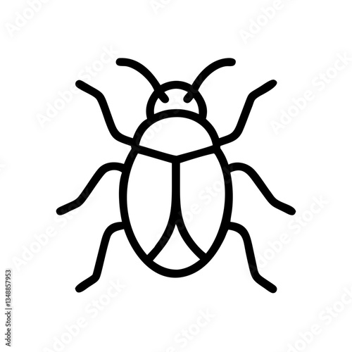 Black and White Line Art of a Garden Pest Beetle – Insect Infestation Concept