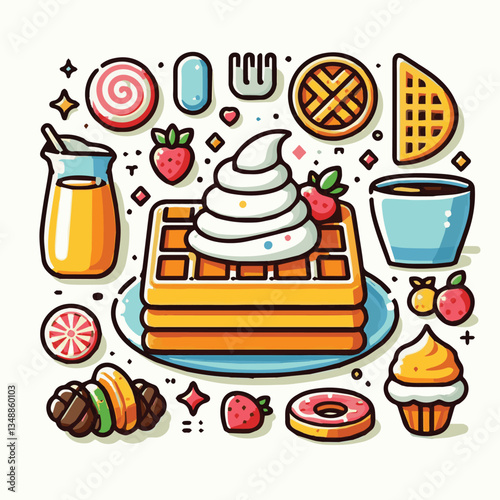 food, waffle, dessert, breakfast, background, pastry, sweet, snack, delicious, illustration, homemade, lunch, tasty, crispy, bakery, fresh, white, baked, meal, belgian, wafer, cream, cake, golden, str