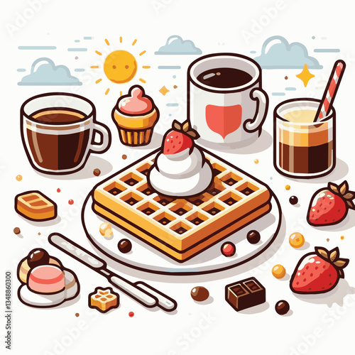food, waffle, dessert, breakfast, background, pastry, sweet, snack, delicious, illustration, homemade, lunch, tasty, crispy, bakery, fresh, white, baked, meal, belgian, wafer, cream, cake, golden, str