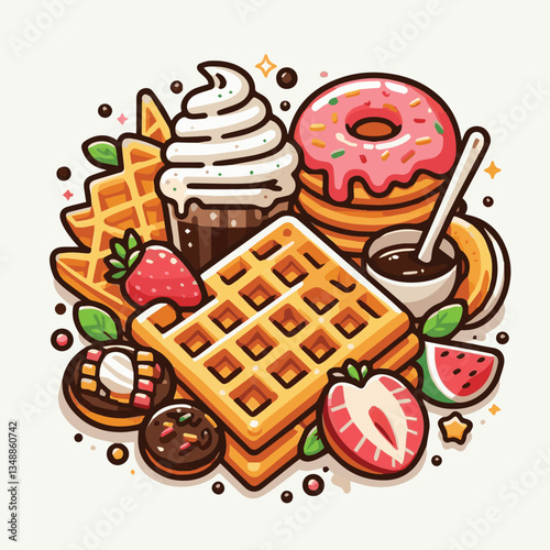 food, waffle, dessert, breakfast, background, pastry, sweet, snack, delicious, illustration, homemade, lunch, tasty, crispy, bakery, fresh, white, baked, meal, belgian, wafer, cream, cake, golden, str