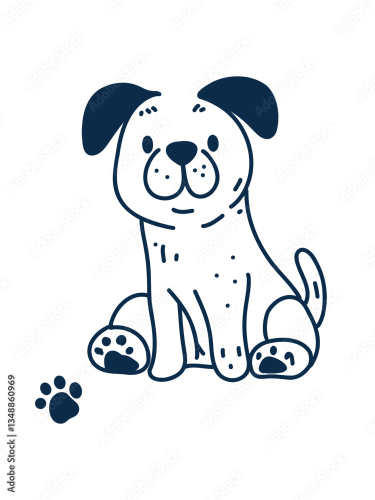 Naklejka premium Cute doodle style dog character illustration