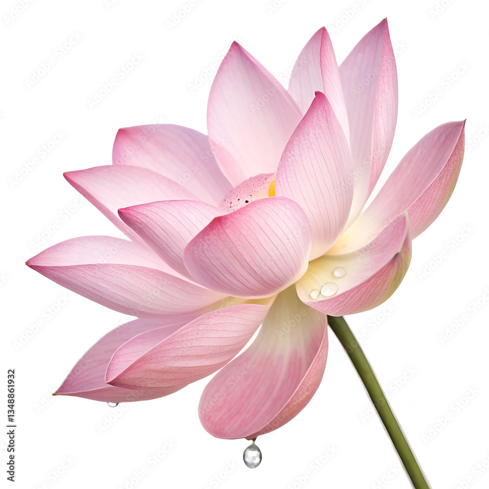 Exquisite Pink Lotus Flower with Dewdrops – Symbol of Purity & Tranquility. Exquisite Pink Lotus Flower with Dewdrops – Symbol of Purity & Tranquility.