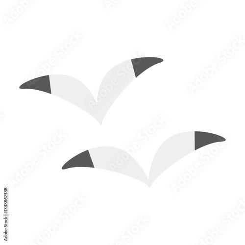 カモメのイラスト：海と空のベクター素材 - Seagull Illustration: Sea and Sky Vector Material