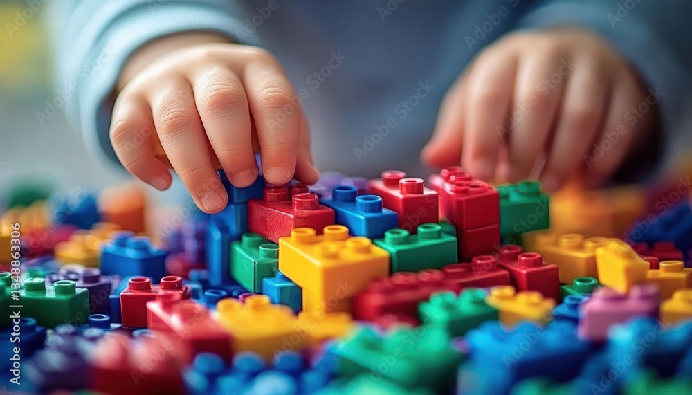 Children Playing with Colorful Building Blocks Creative Playtime Educational Fun Children Playing with Colorful Building Blocks Creative Playtime Educational Fun