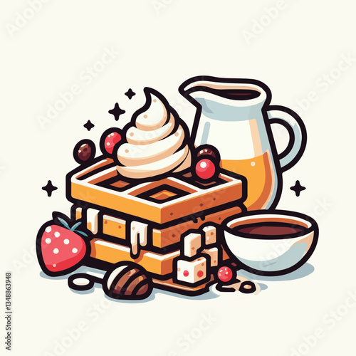 food, waffle, dessert, breakfast, background, pastry, sweet, snack, delicious, illustration, homemade, lunch, tasty, crispy, bakery, fresh, white, baked, meal, belgian, wafer, cream, cake, golden, str