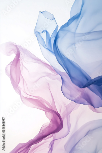 Colorful flowing fabric in abstract motion on white background