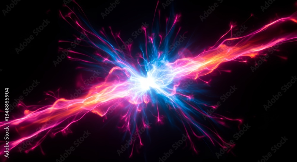 Obraz premium Energetic burst of light with vibrant pink and blue electric energy