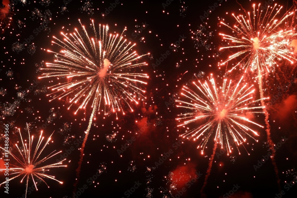Fototapeta premium Colorful fireworks exploding in night sky during celebration event