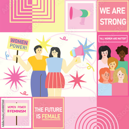 Celebrating Feminism and Women Power: Future is Female Vector Illustration