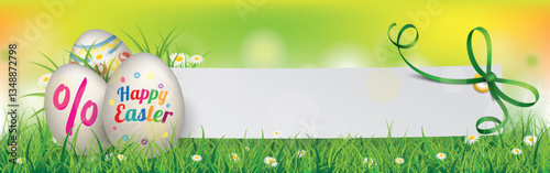 Natural Happy Easter Eggs Percent Paper Spring Banner