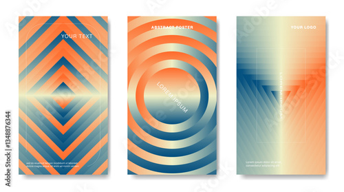 Three abstract gradient geometric backgrounds for covers, presentations, banners, etc.