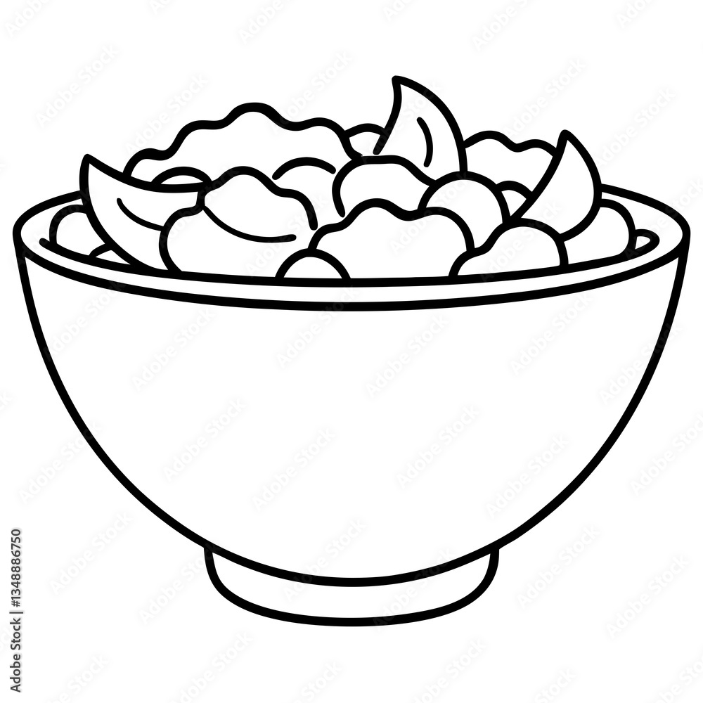 Fresh Produce in a Bowl Minimal Line Art Fresh Produce in a Bowl Minimal Line Art