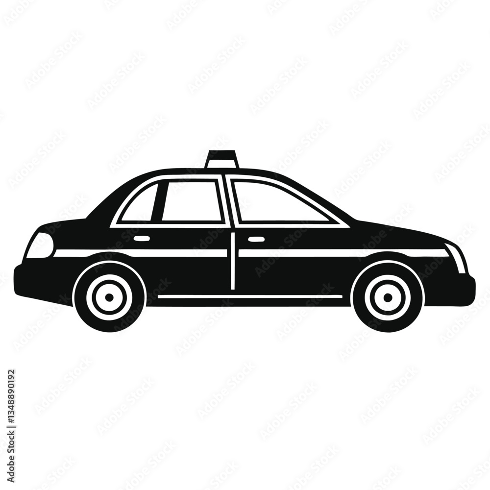 Black Silhouette of a Traditional Taxi Car Black Silhouette of a Traditional Taxi Car