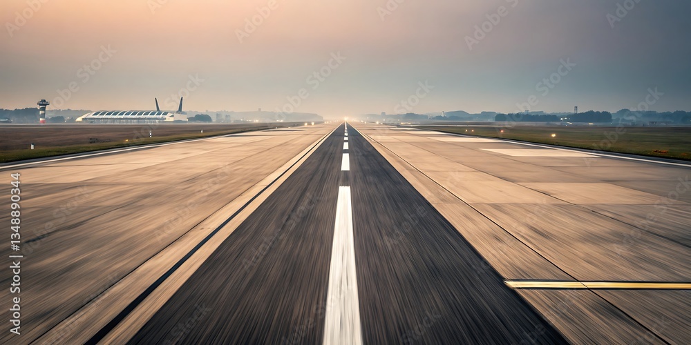 Airplane Landing on Runway 