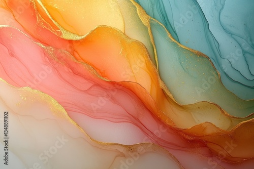 Wallpaper Mural Fluid Abstract Art with Pastel Earthy Tones and Gold Accents Capturing Organic Luxurious Landscapes Torontodigital.ca