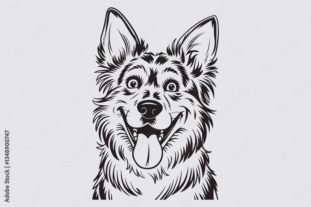 Happy Dog Portrait Silhouette Vector Happy Dog Portrait Silhouette Vector