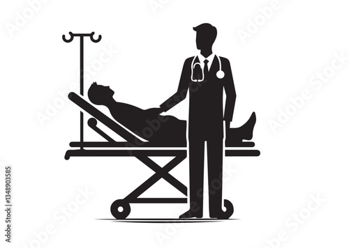 Man and a woman at a table negotiating Silhouette vector illustration