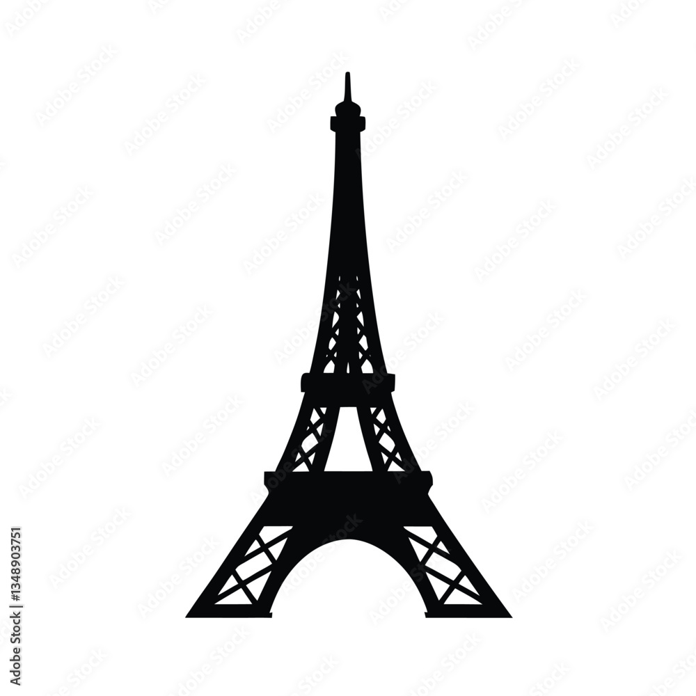 Obraz premium Eiffel Tower Silhouette - Clean Vector Illustration