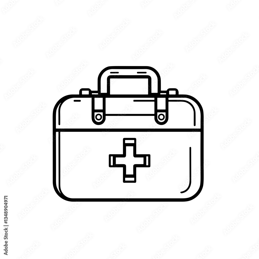 First aid kit illustration in a minimalistic style First aid kit illustration in a minimalistic style