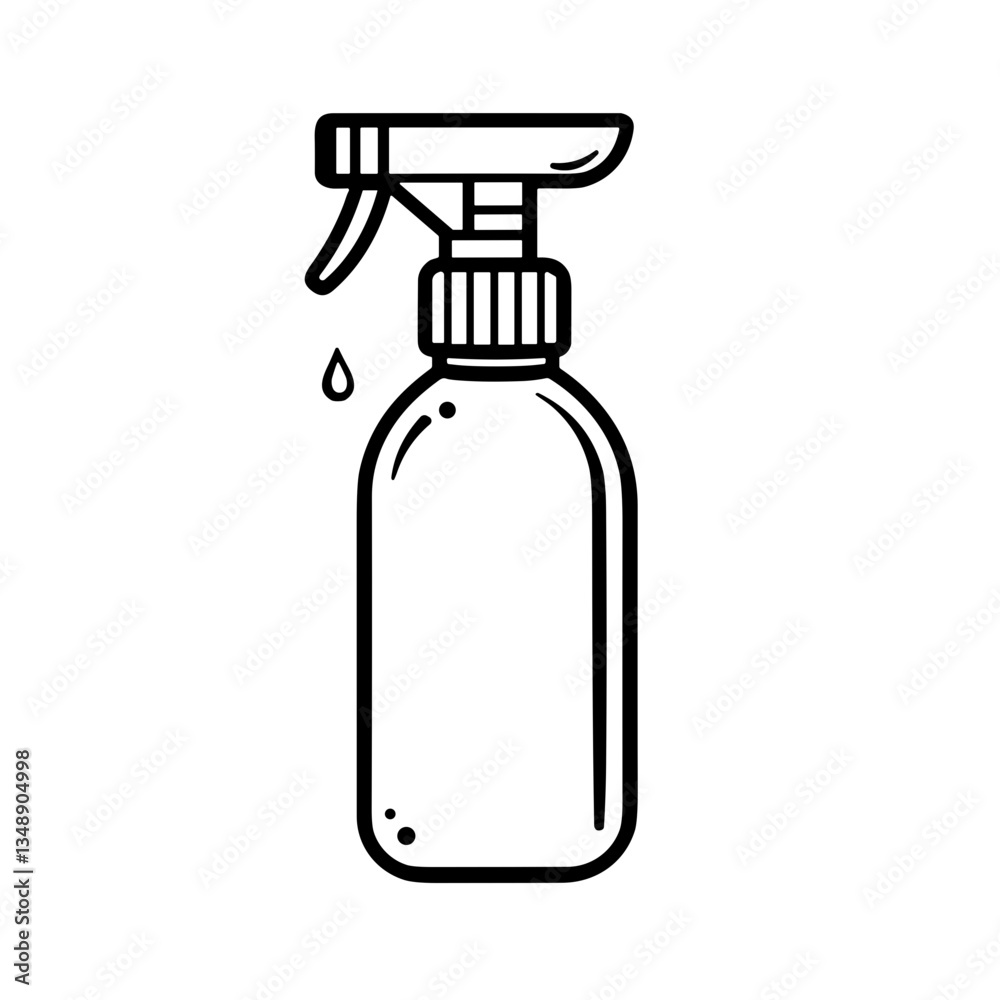 Disinfectant spray bottle in minimalist style against white background Disinfectant spray bottle in minimalist style against white background
