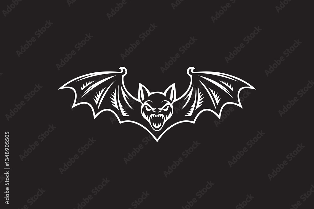 Obraz premium Fierce Bat with Spreading Wings Silhouette Vector