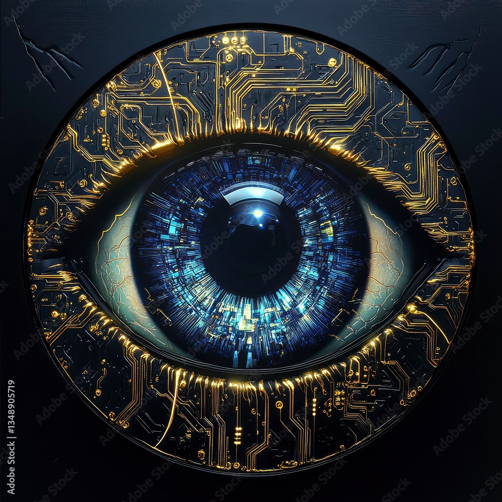 Fototapeta premium Cybernetic Eye Futuristic Digital Vision