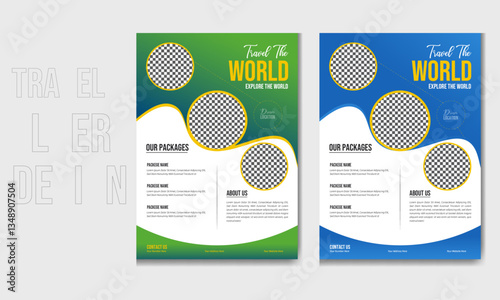 creative travel multiple colors flyer design and tourism flyer design template modern and minimal flyer design template bundle travel agency vacation discount trip a4 size
