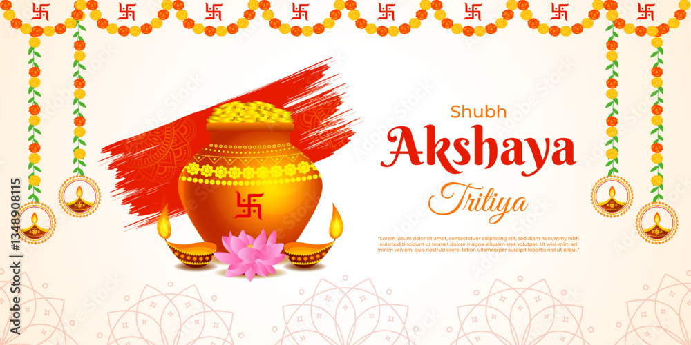 Naklejka premium Vector illustration of Happy Akshaya Tritiya social media template