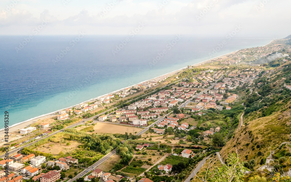 Aerial view over the coastline in Calabria, Italy Aerial view over the coastline in Calabria, Italy