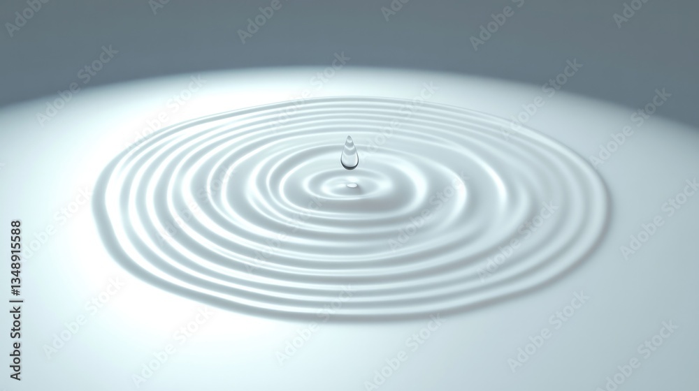 Fototapeta premium Ripples expand outward from central drop, creating mesmerizing p