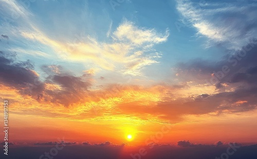 Breathtaking Sunset Sky with Soft Clouds and Warm Hues