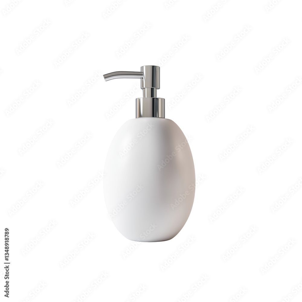 Obraz premium A sleek, modern soap dispenser featuring an oval shape with a polished silver pump.